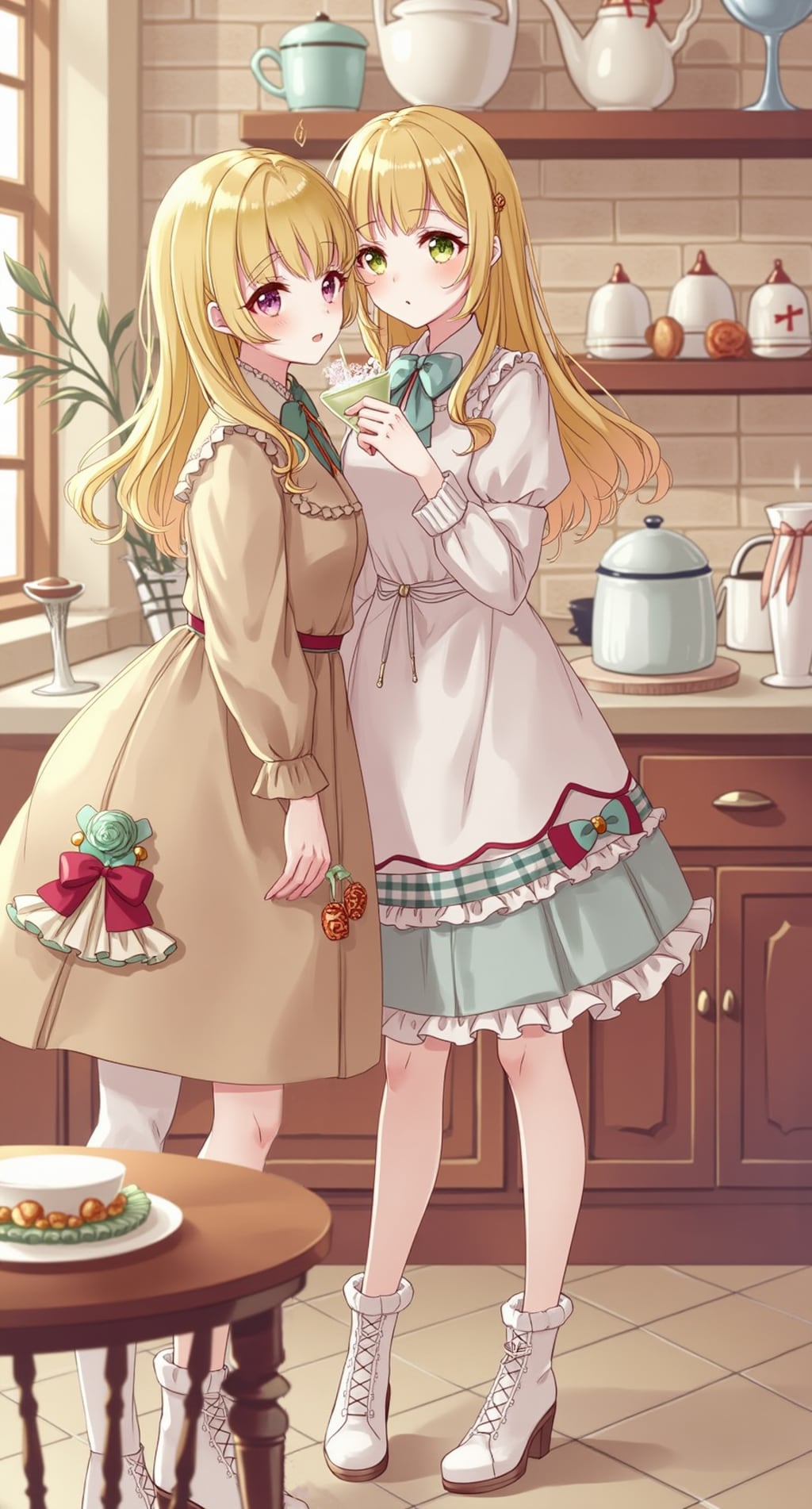 優雅なキッチンの双子