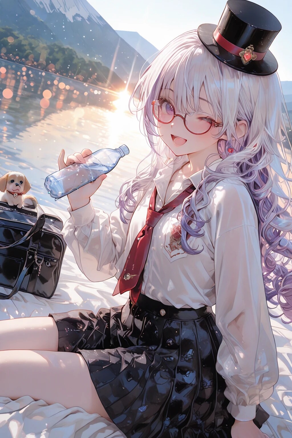 湖畔で