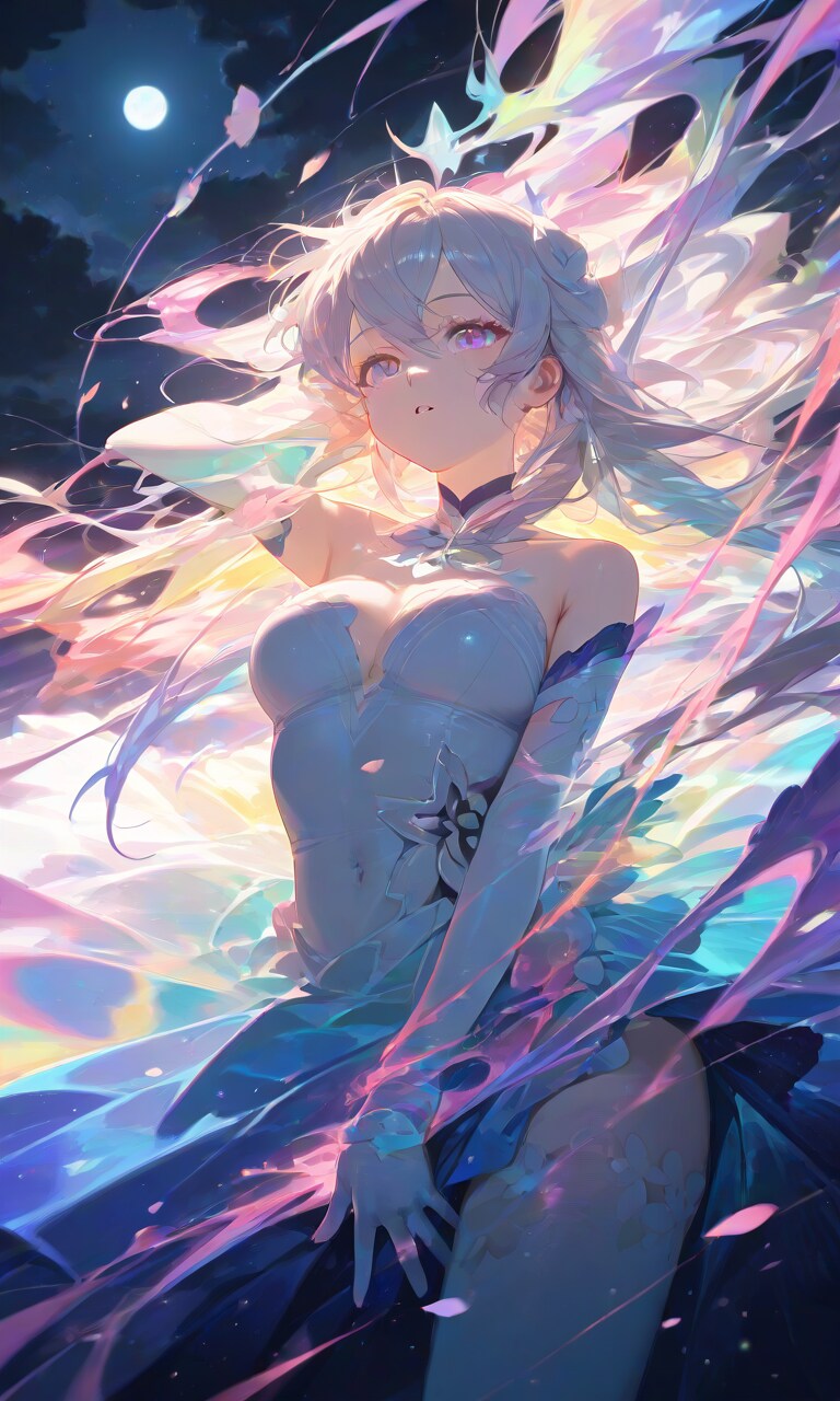 夜空と女性