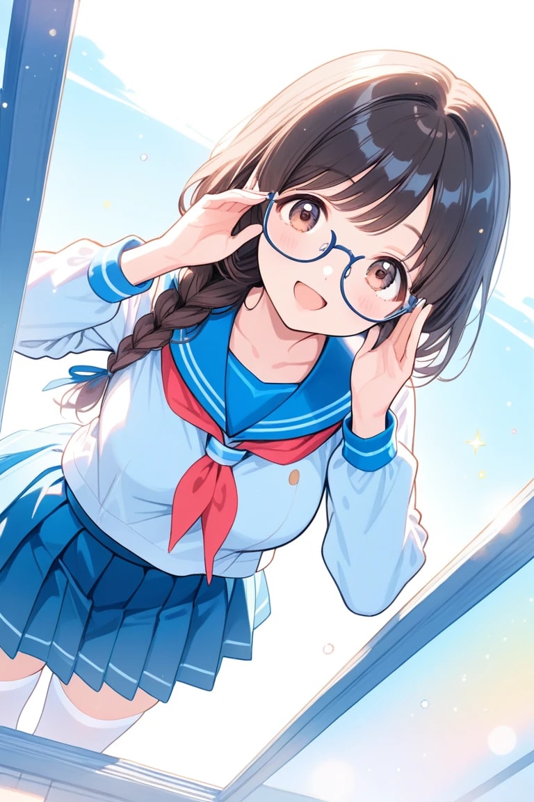 adjusting eyewear, sparkles, light particles