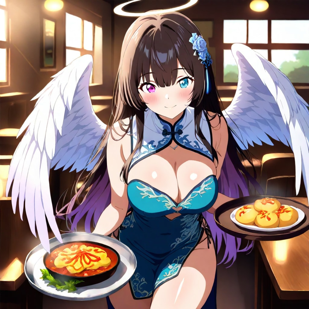 チーパオのオッドアイ天使さん