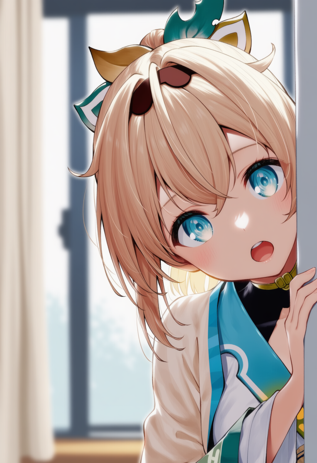 かざまが物陰からジッと見つめているだけ