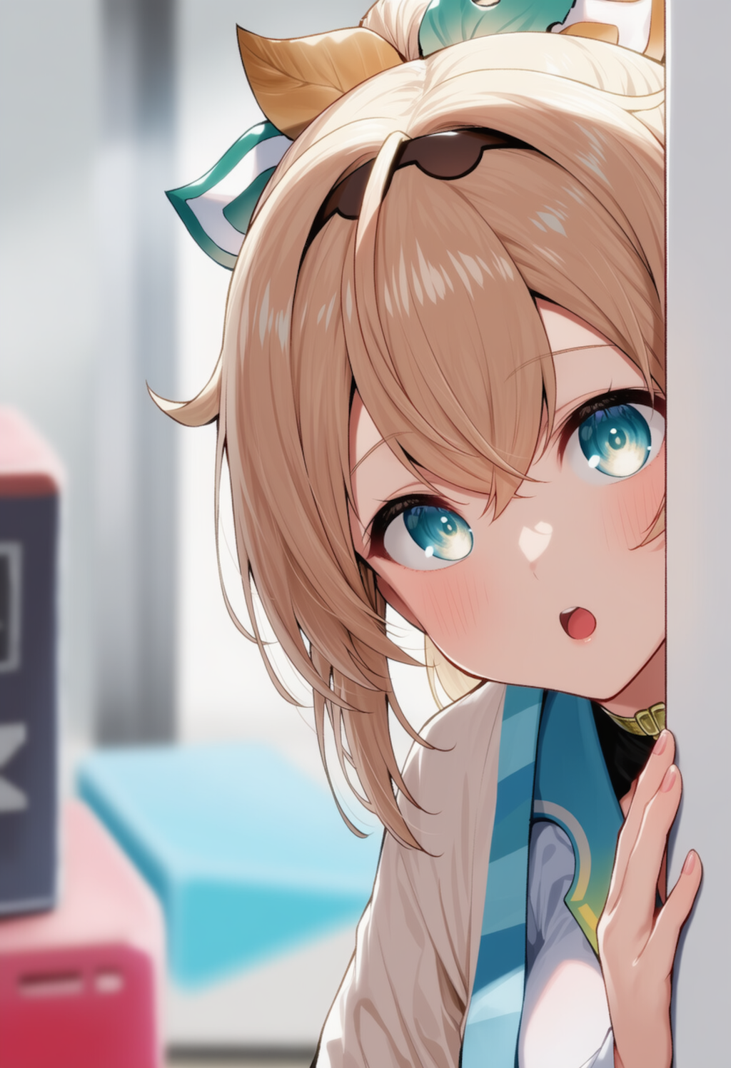 かざまが物陰からジッと見つめているだけ