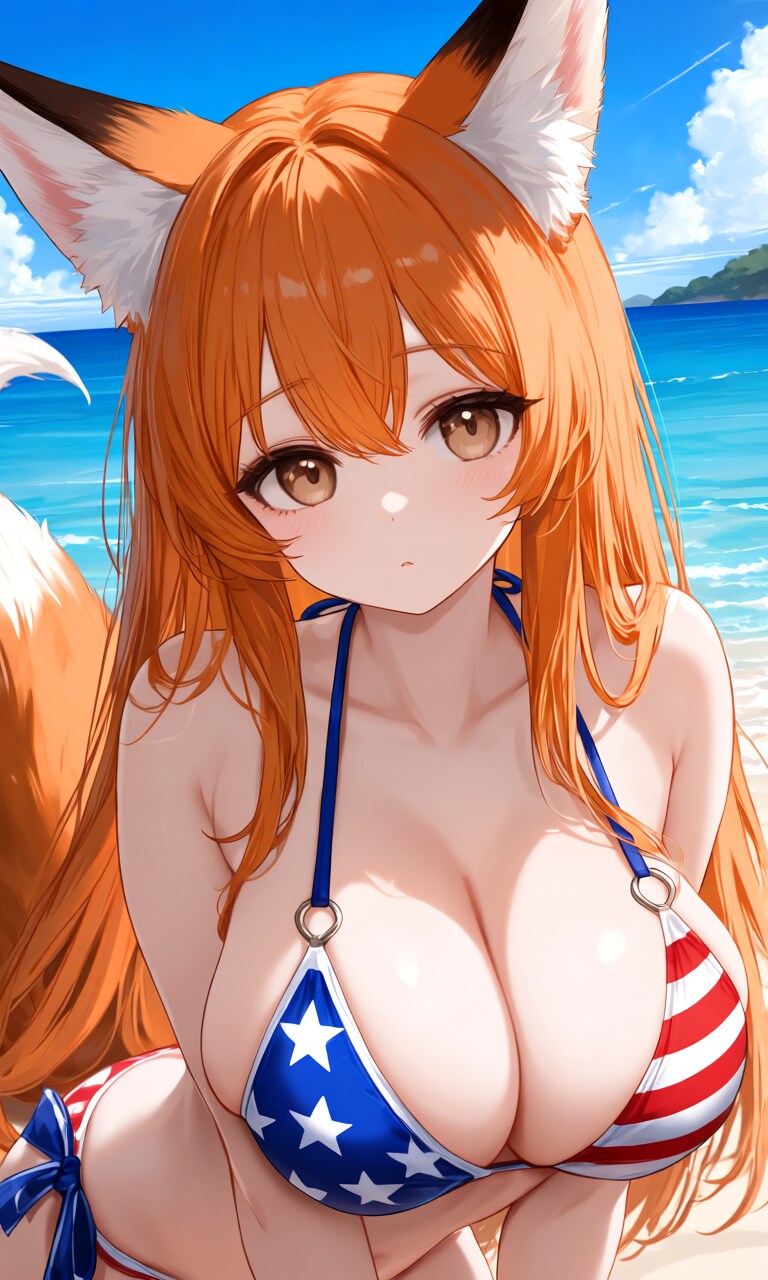 星条旗ビキニのキツネちゃん