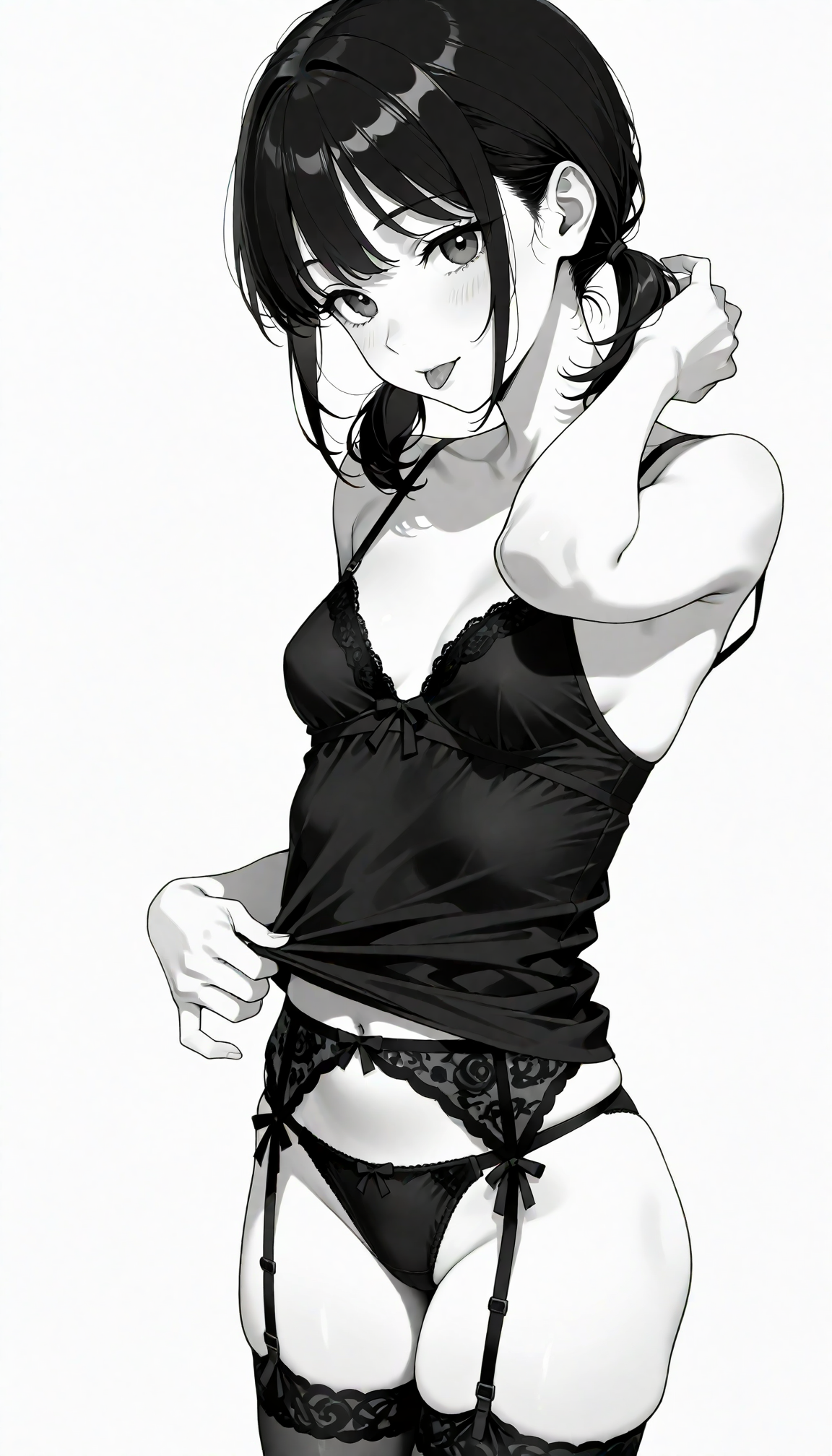 モノクロ黒髪ちゃん