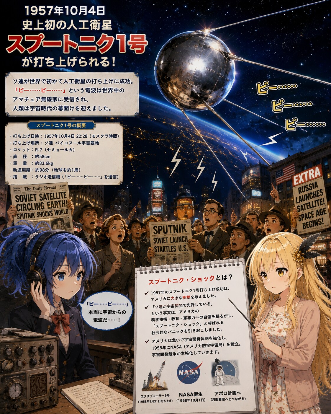10月4日は初の人工衛星が打上げられた日 | の人気AIイラスト・グラビア