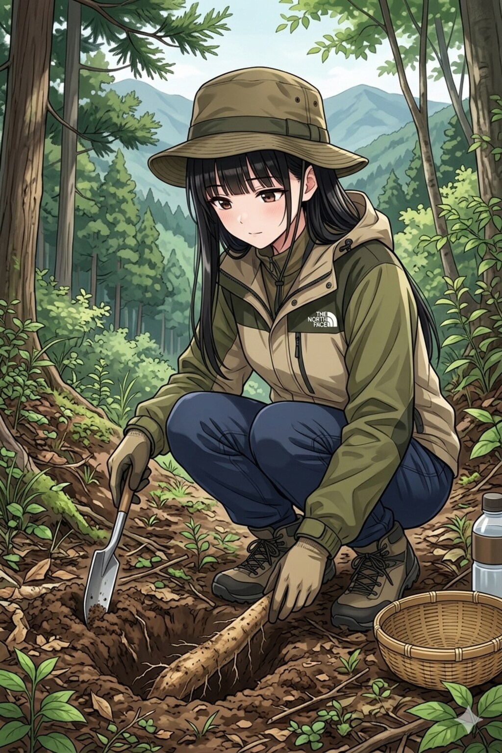 自然薯を掘るサキちゃん