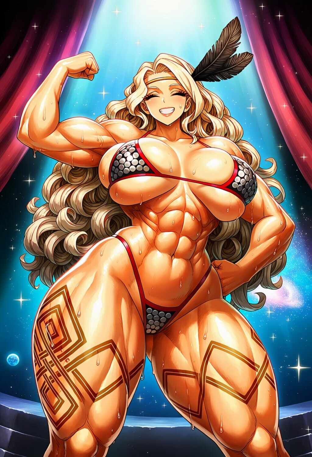 ボディビルポージングビキニコスプレ筋肉ボディビルダー人妻達