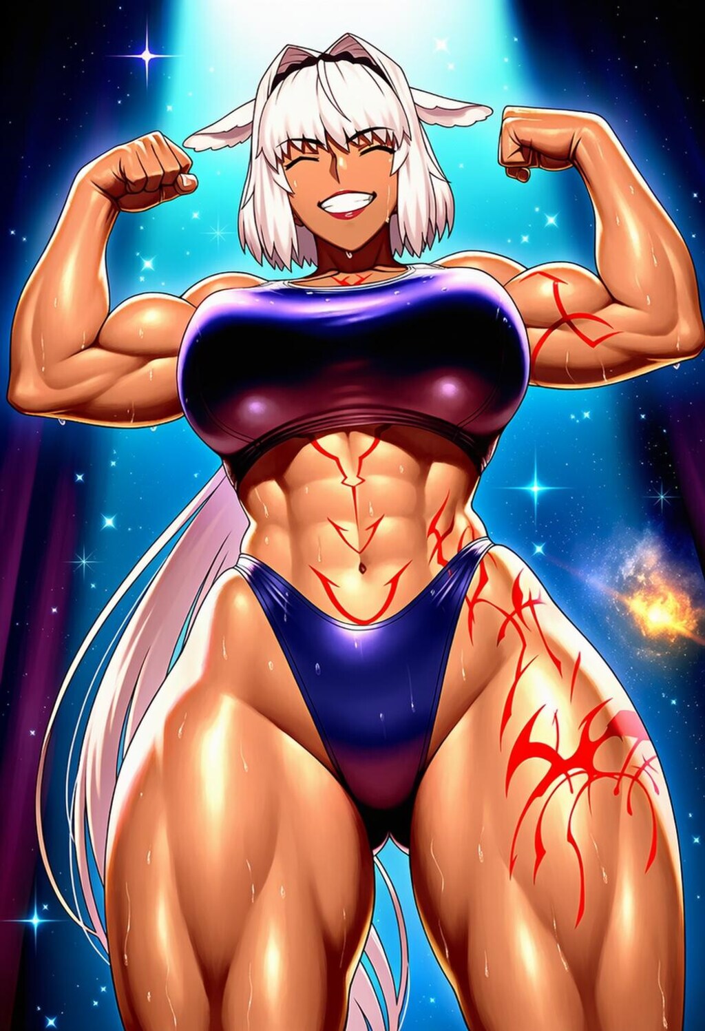 ボディビルポージングビキニコスプレ筋肉ボディビルダー人妻達