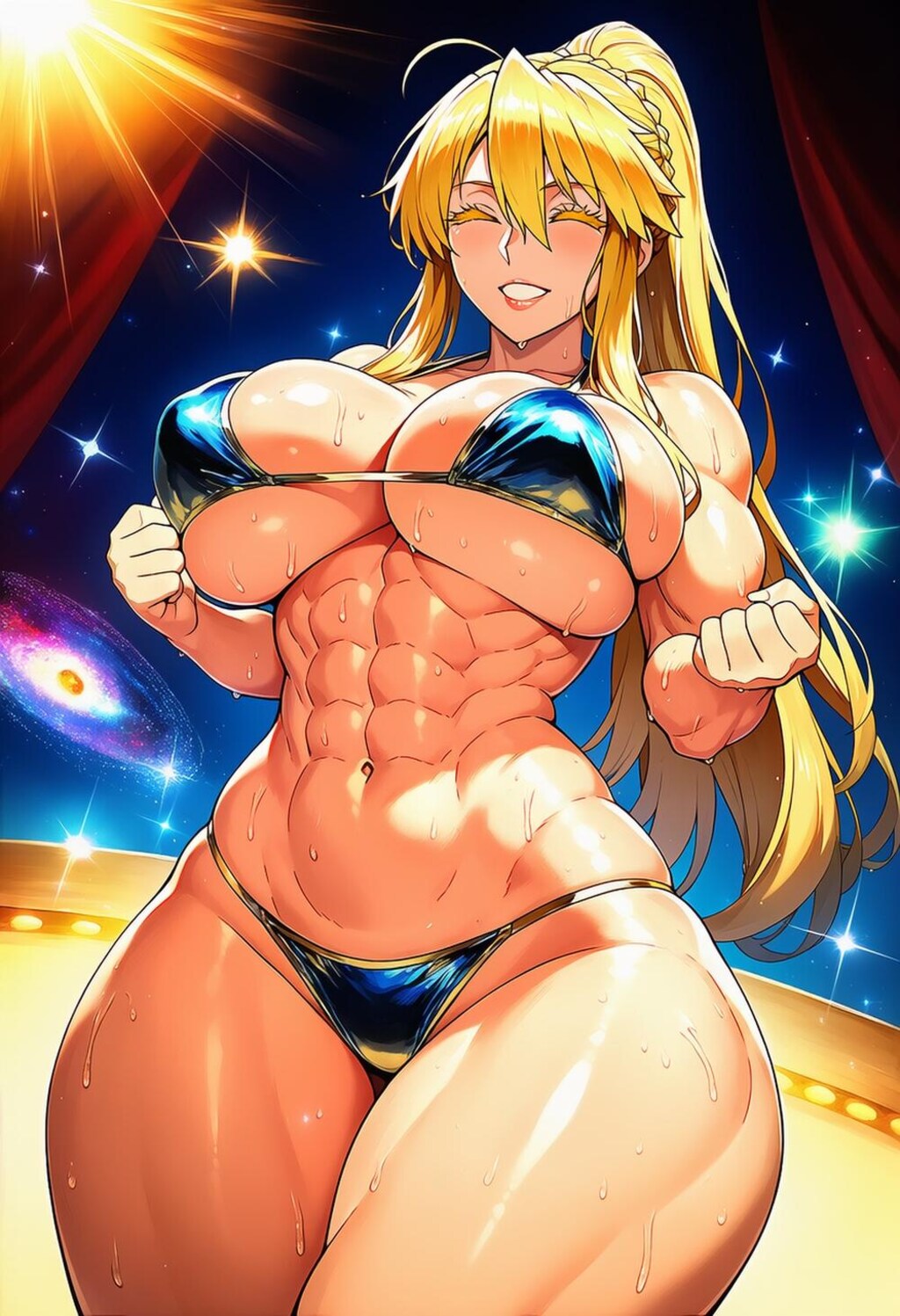 ボディビルポージングビキニコスプレ筋肉ボディビルダー人妻達