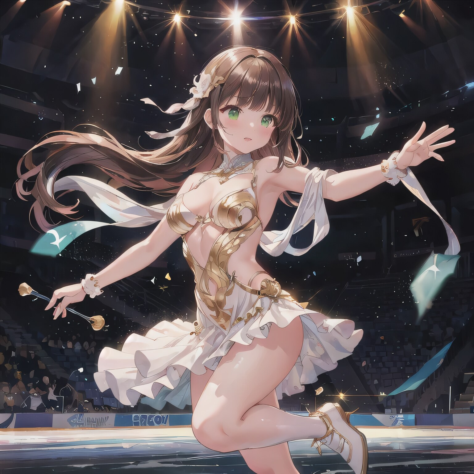 茶髪ロングでアイススケートの少女６ | の人気AIイラスト・グラビア