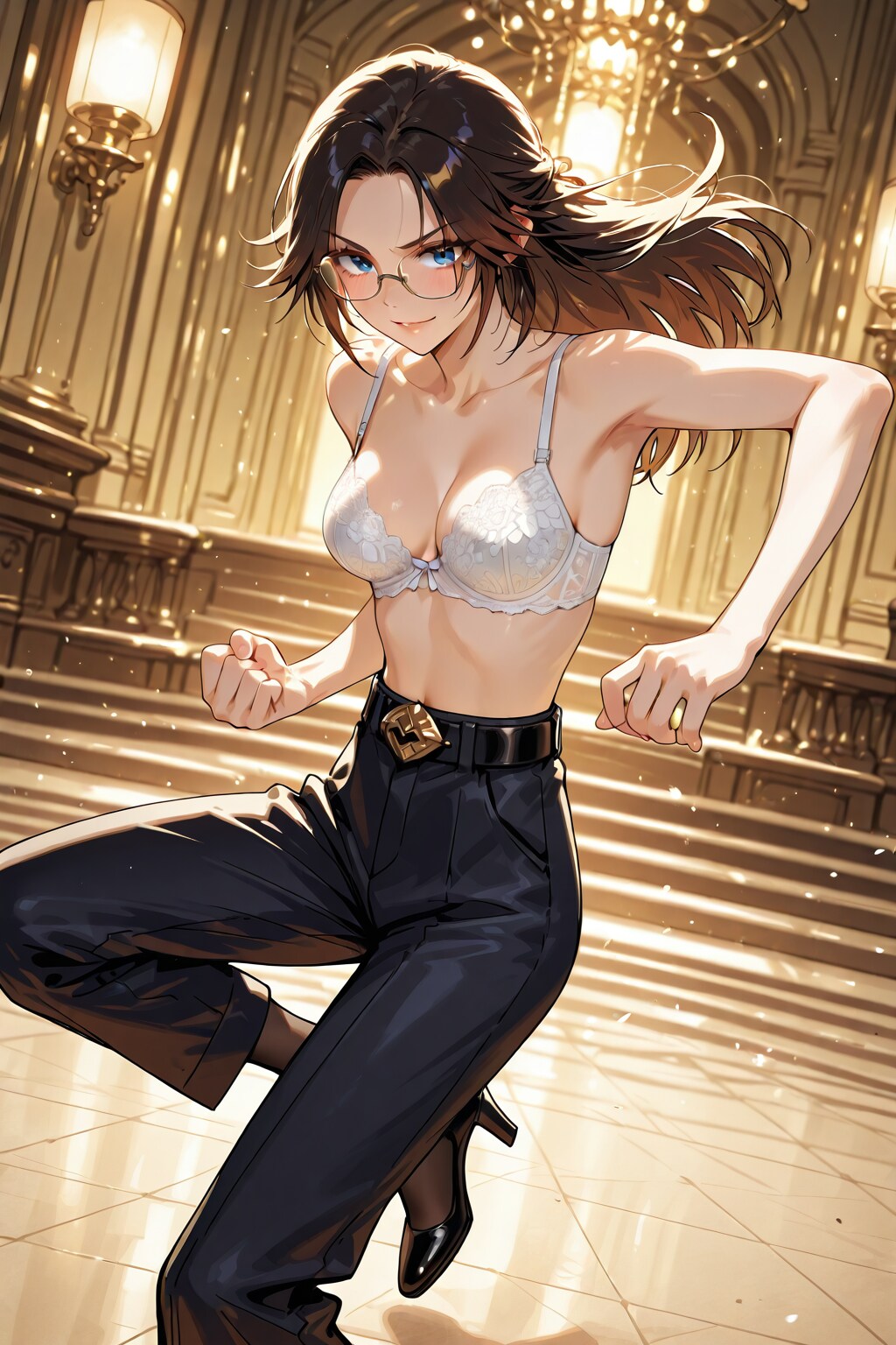 お嬢様のブラ姿の戦闘