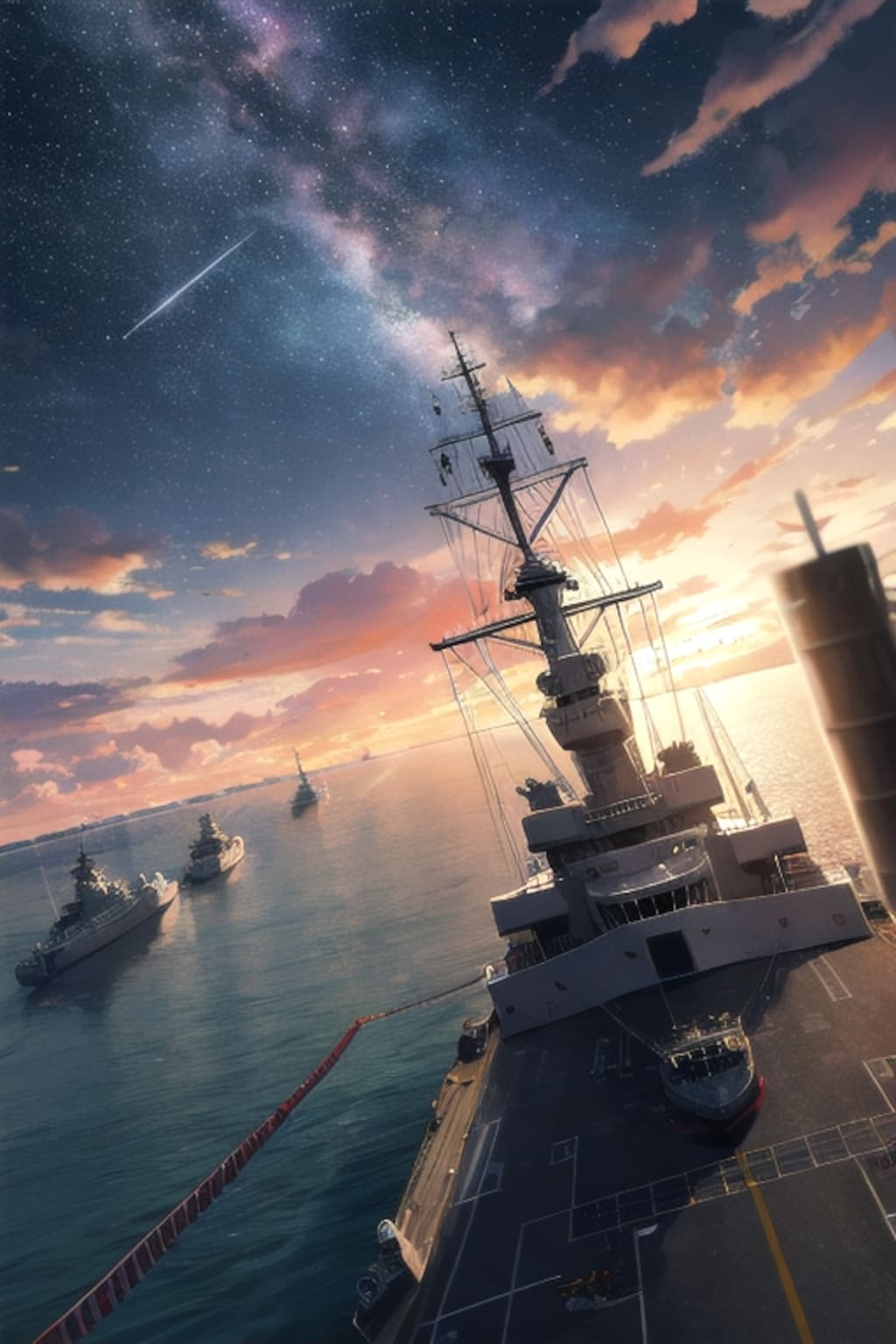 軍艦と星空
