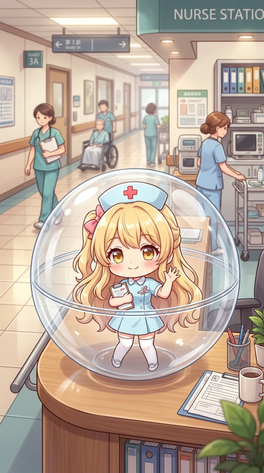 ナース服姿のMOONちゃんをカプセルに入れたよ