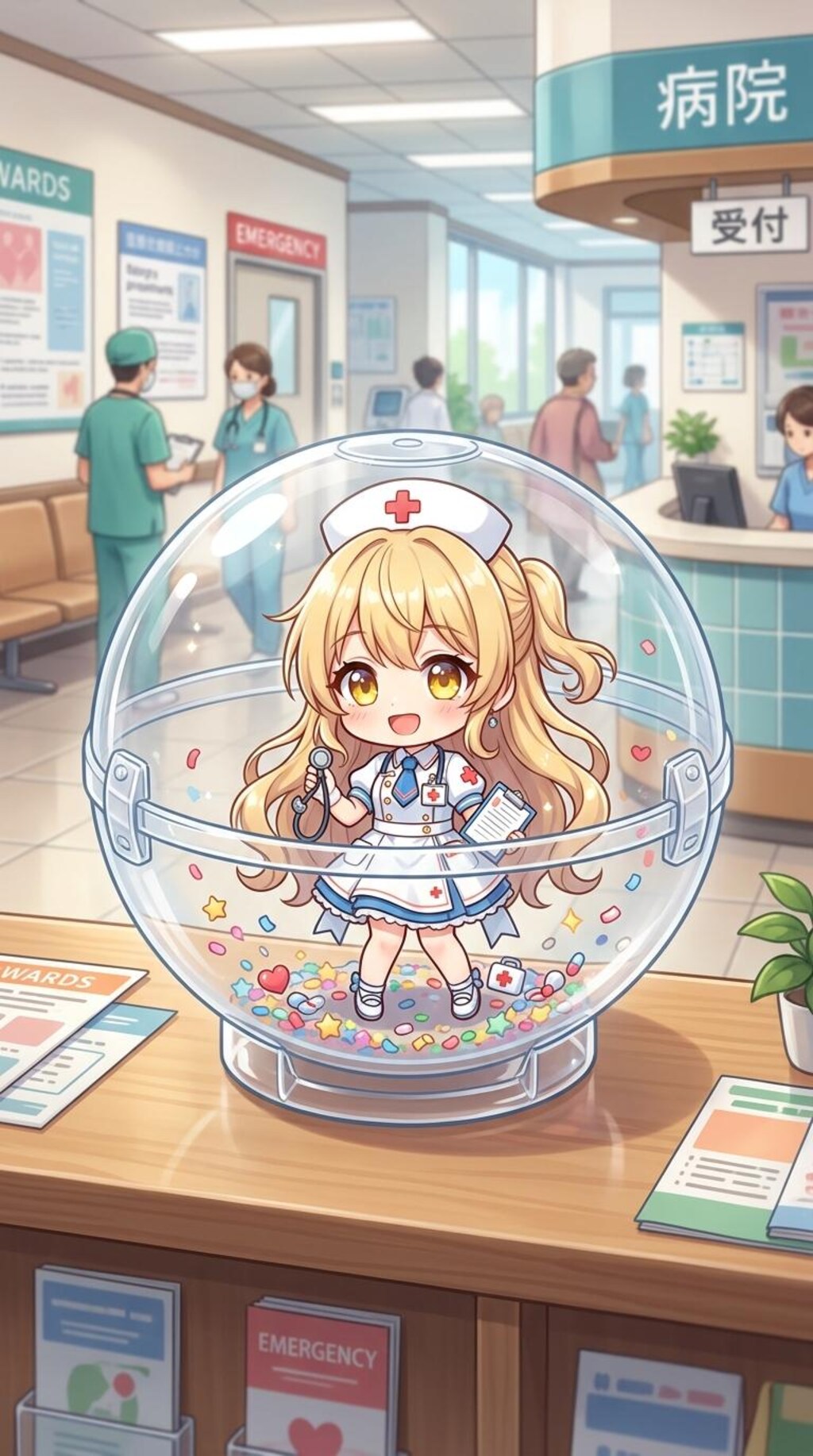 ナース服姿のMOONちゃんをカプセルに入れたよ