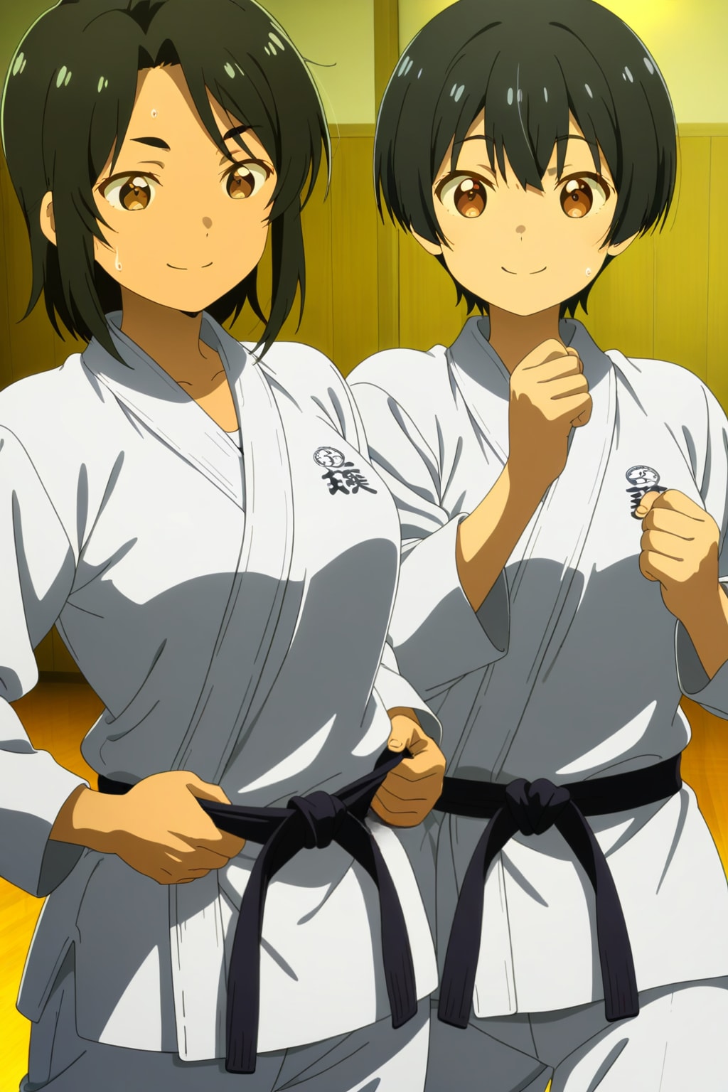 帯をギュッとな柔道or空手ガール🥋❤️