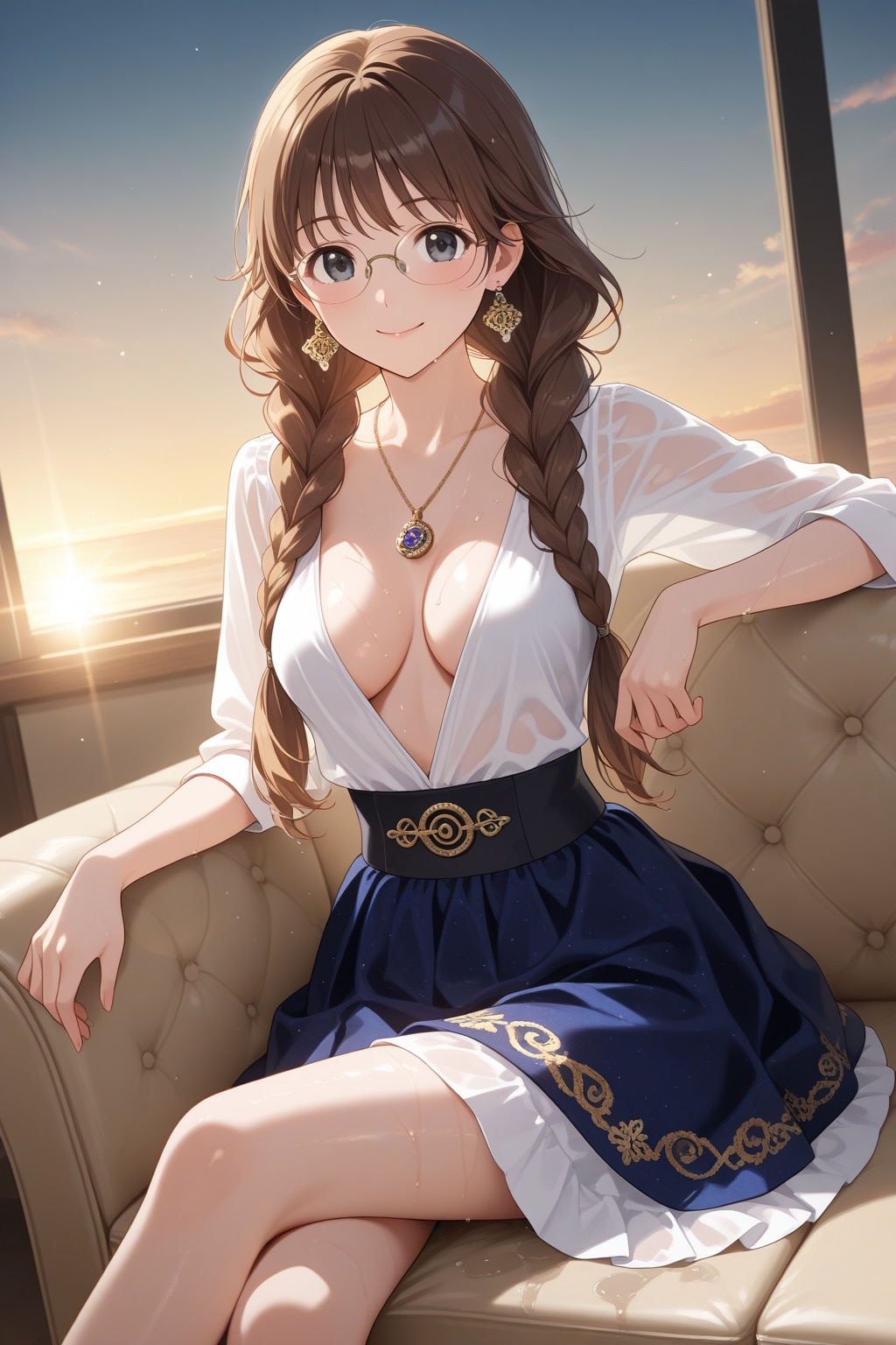 三つ編み眼鏡のキュートなお姉さん