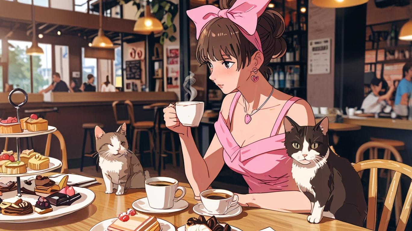 猫カフェに通っているお姉さん。
