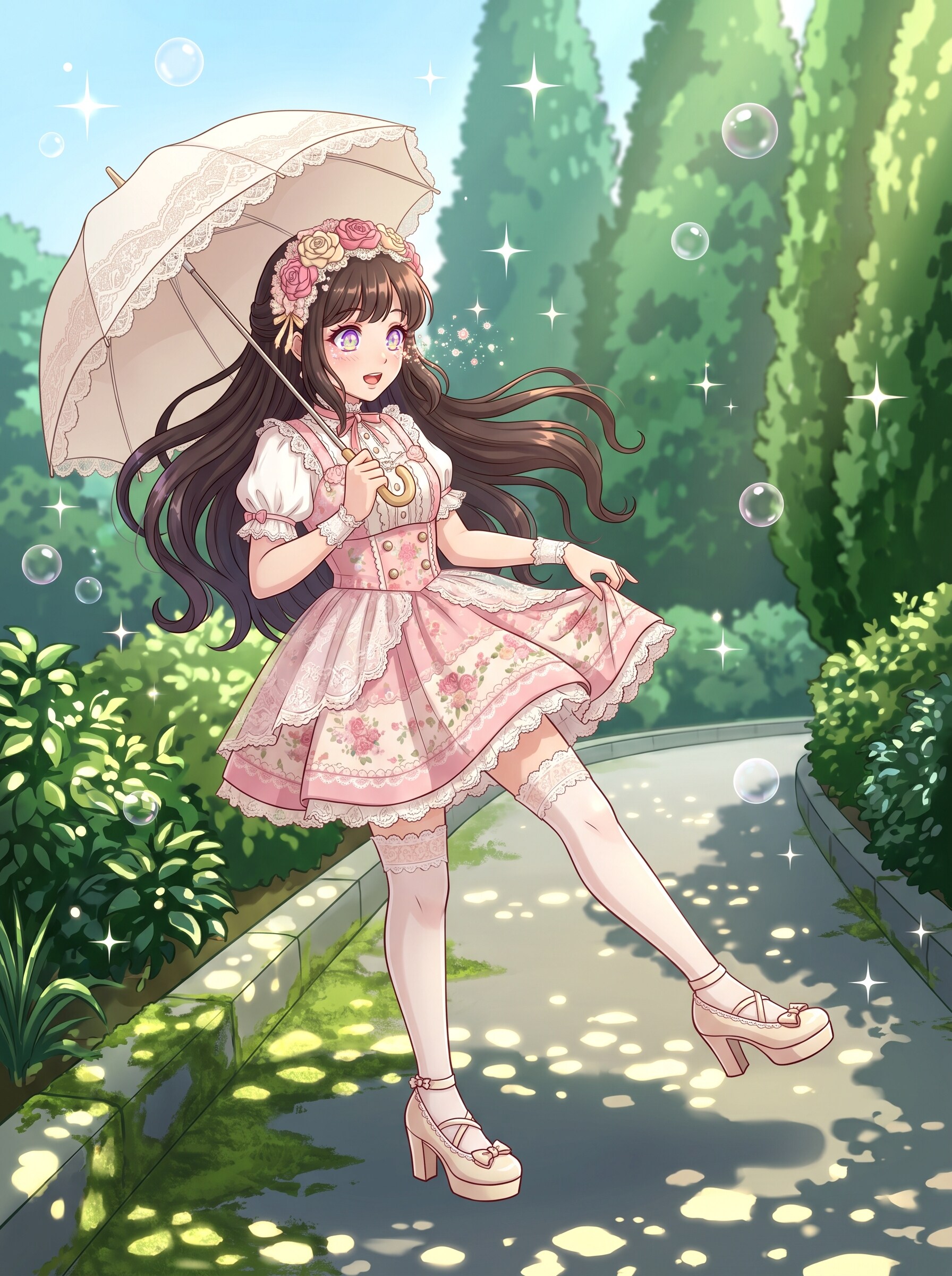 翠影に舞う花傘