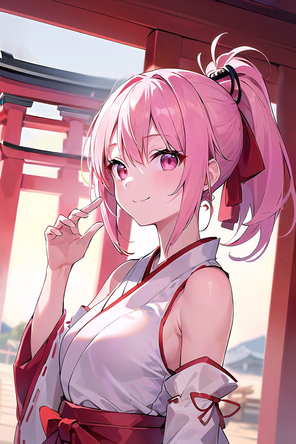 夕暮れの巫女さん