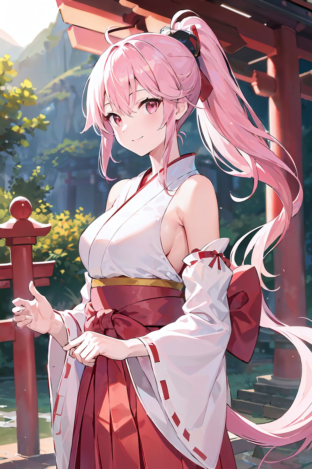 夕暮れの巫女さん