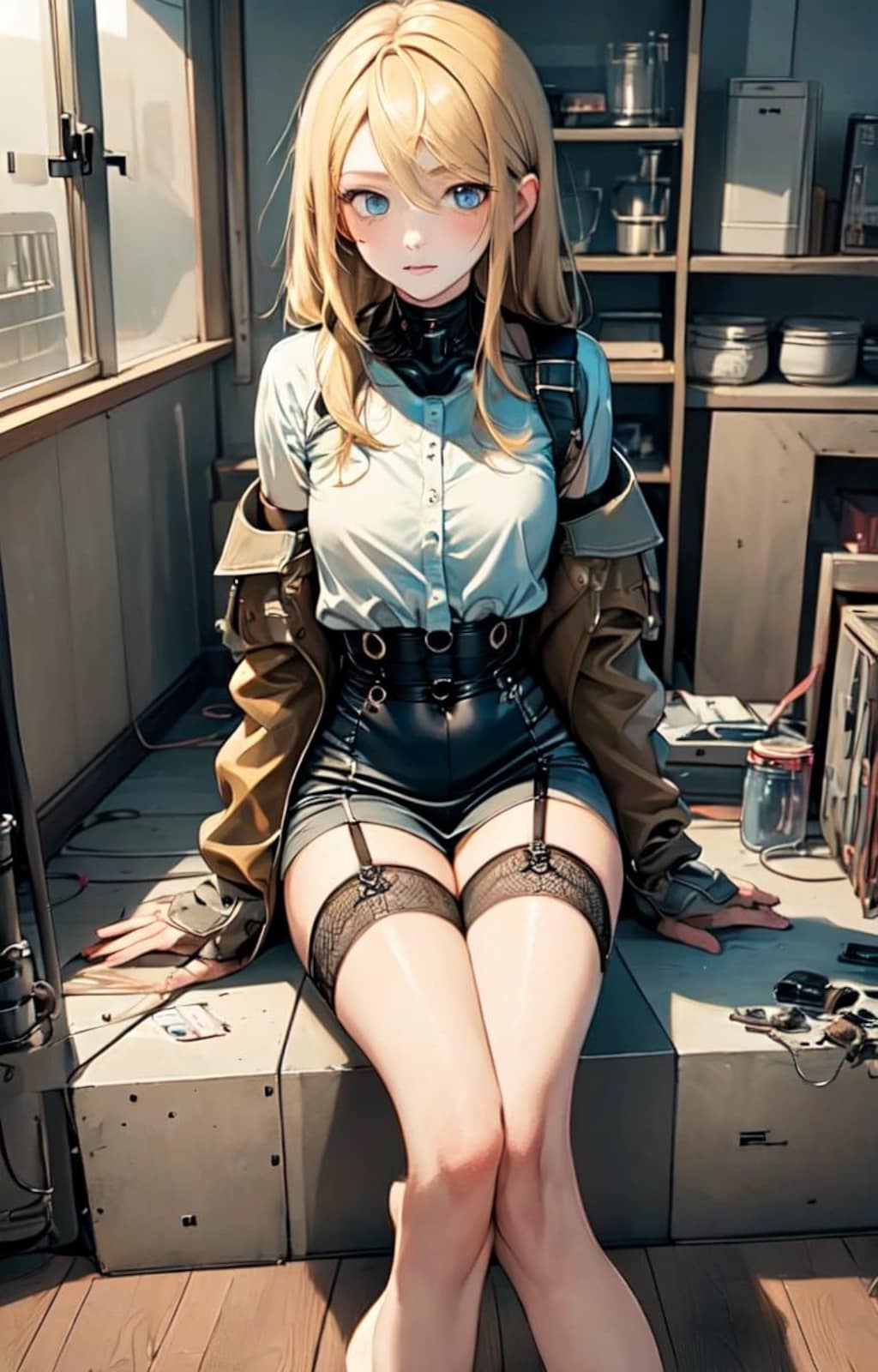 座っている金髪少女