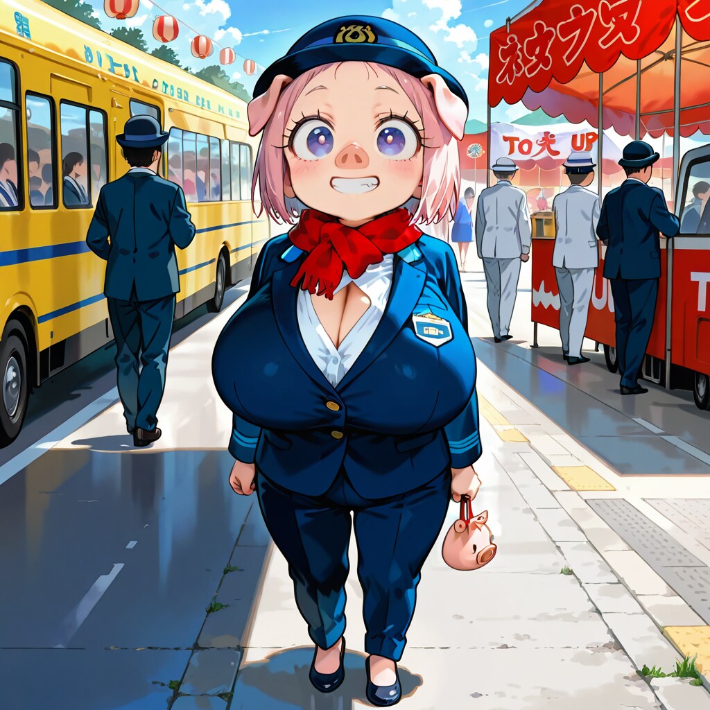 ブタフェスで出会った豚のモンスター娘バスガイドさん