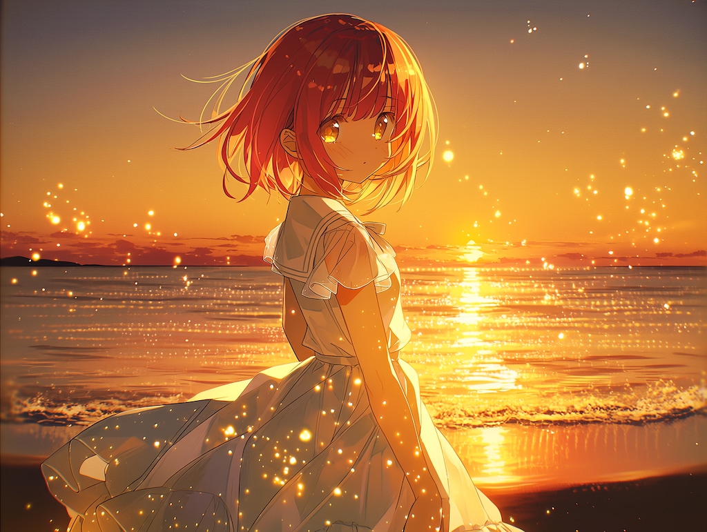 夕陽に溶け合う赤髪金眼（１）niji7　ECHIDNA