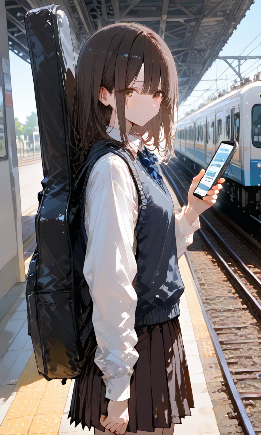 駅のホームのギター少女