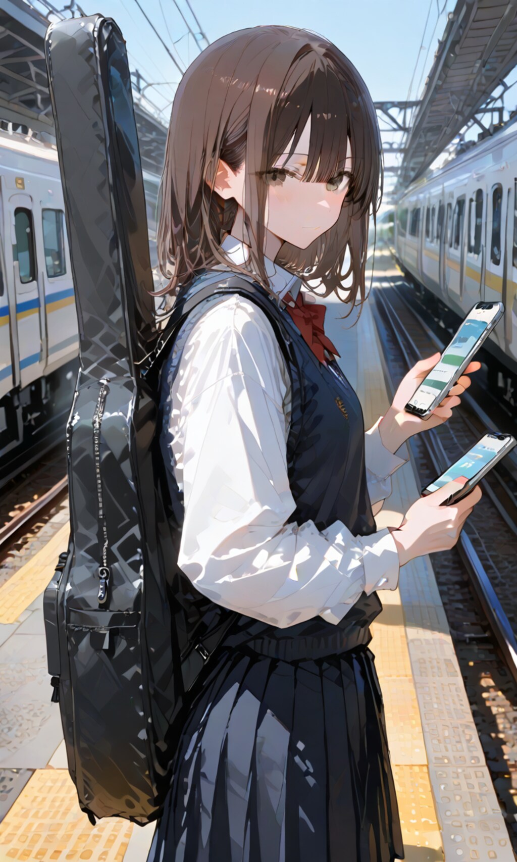 駅のホームのギター少女