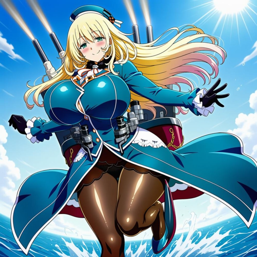 海の重巡洋艦制服コスプレ金髪碧眼人妻