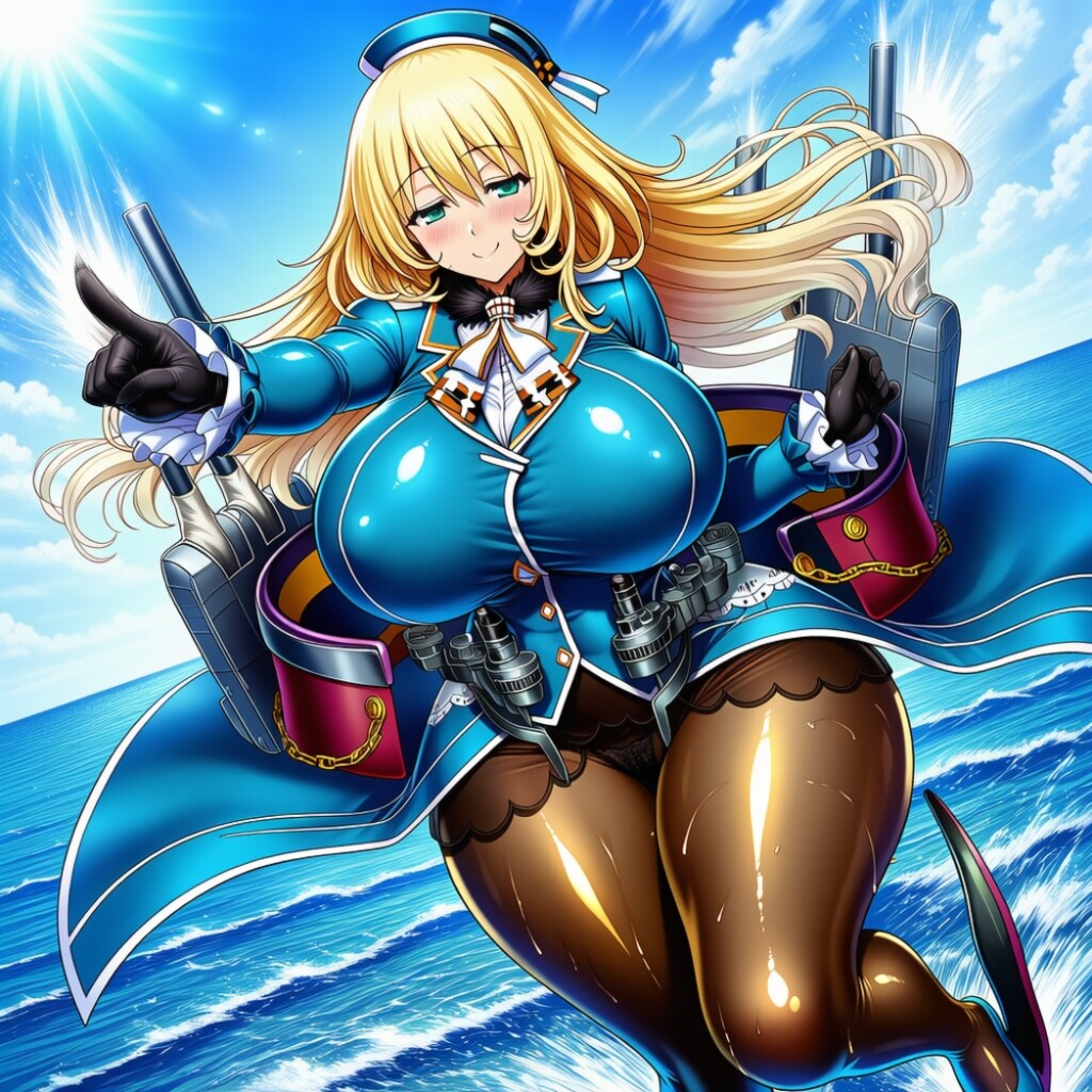 海の重巡洋艦制服コスプレ金髪碧眼人妻