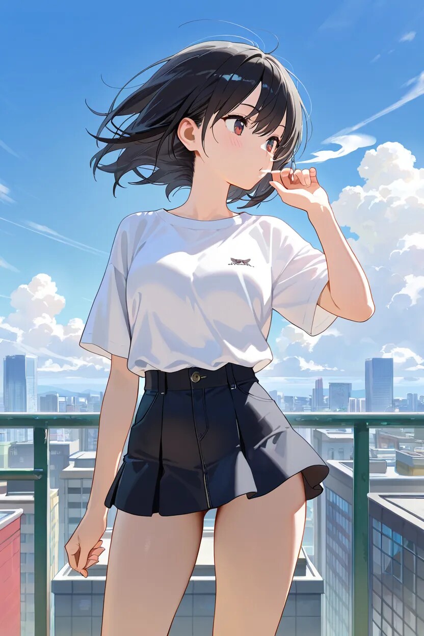 ベランダで脱がせる。