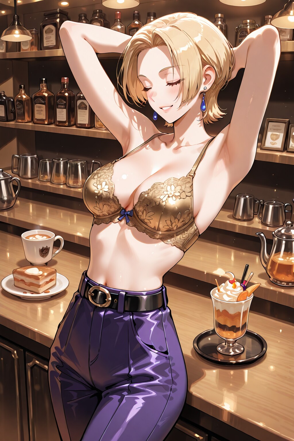 かっこかわいいカフェバーオーナージェシカ・ブレストンの純金レースブラ