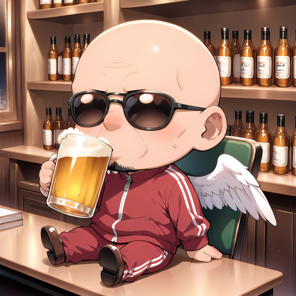 ビールを飲む小さいおっさん