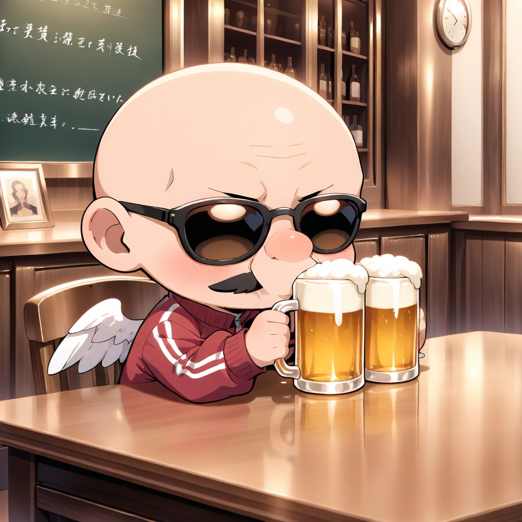 ビールを飲む小さいおっさん