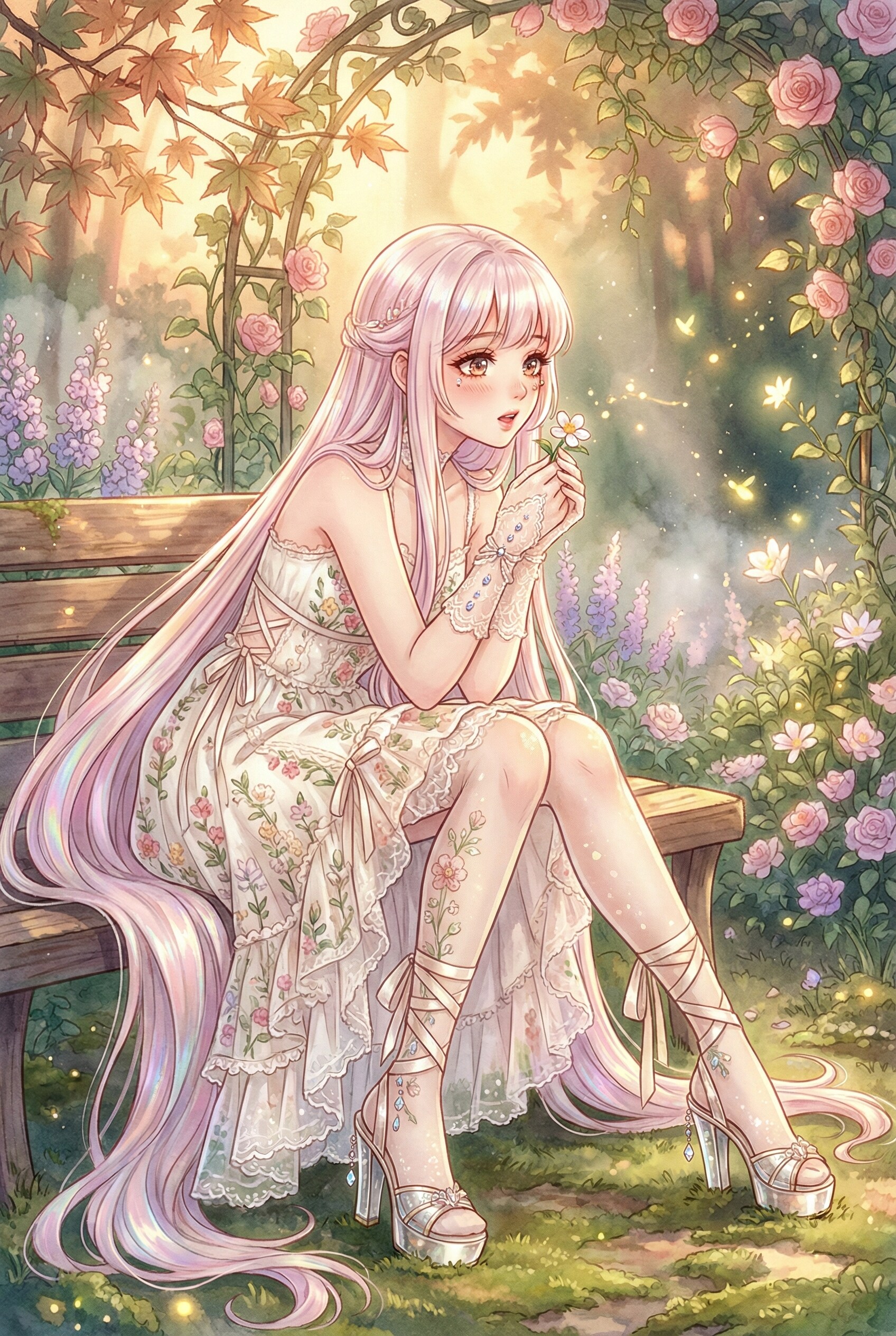 秘苑に囁く薄桃の幻想と蕾の吐息 | の人気AIイラスト・グラビア