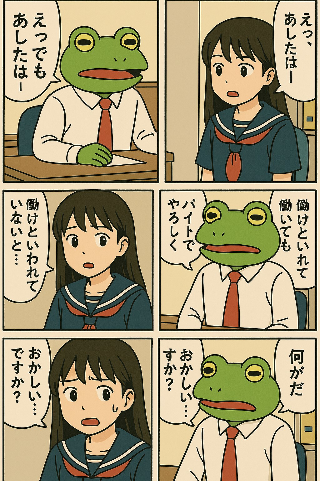 バイト面接でくにへかえす