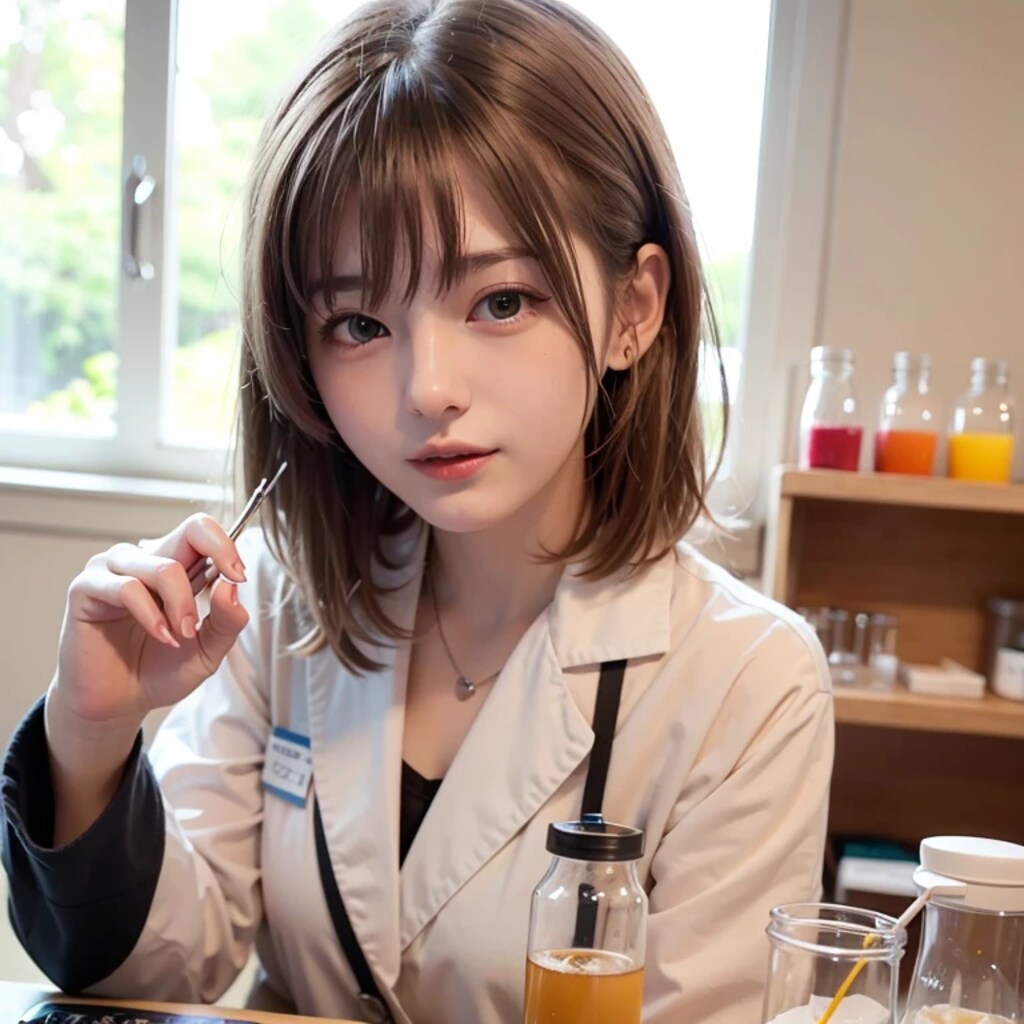 黒髪ロングで白衣の美女１９６