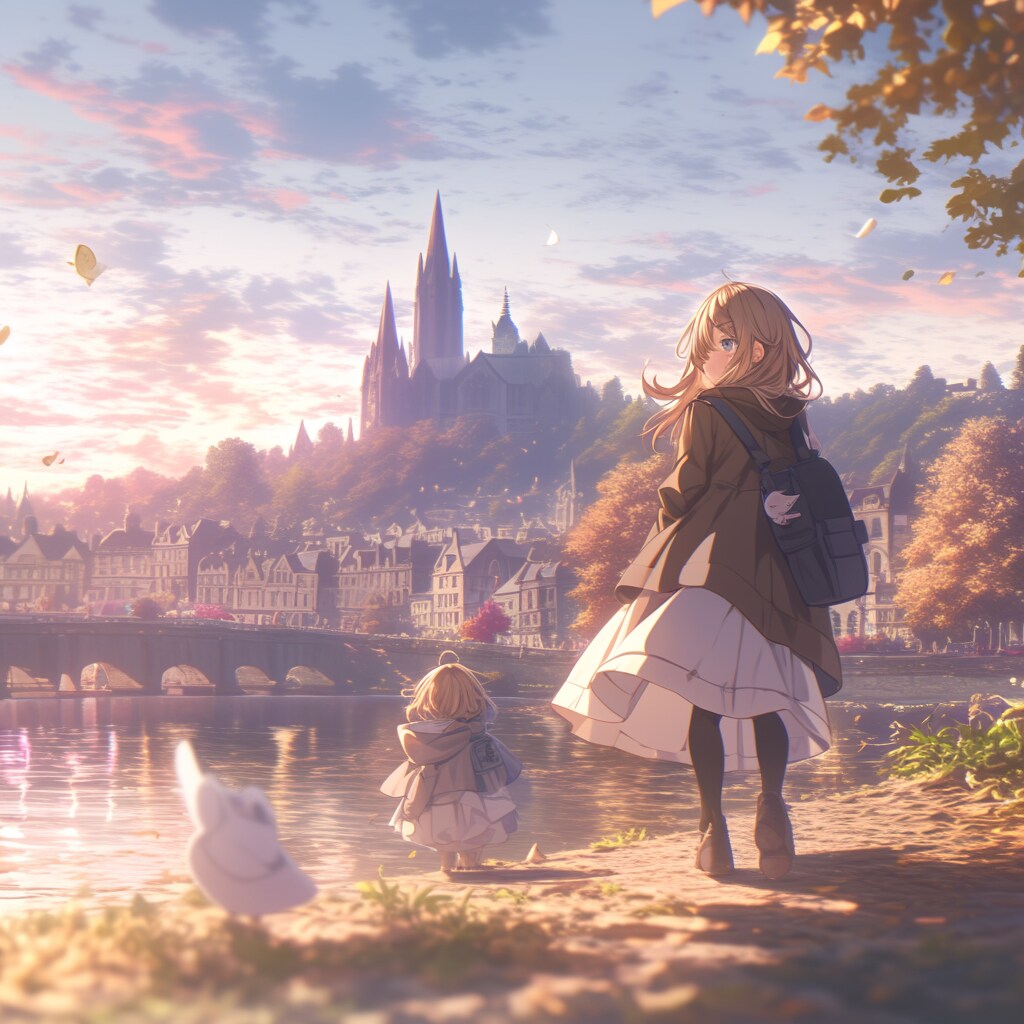 聖フィン・バール大聖堂と女の子  St. Finn Bahr Cathedral and girl