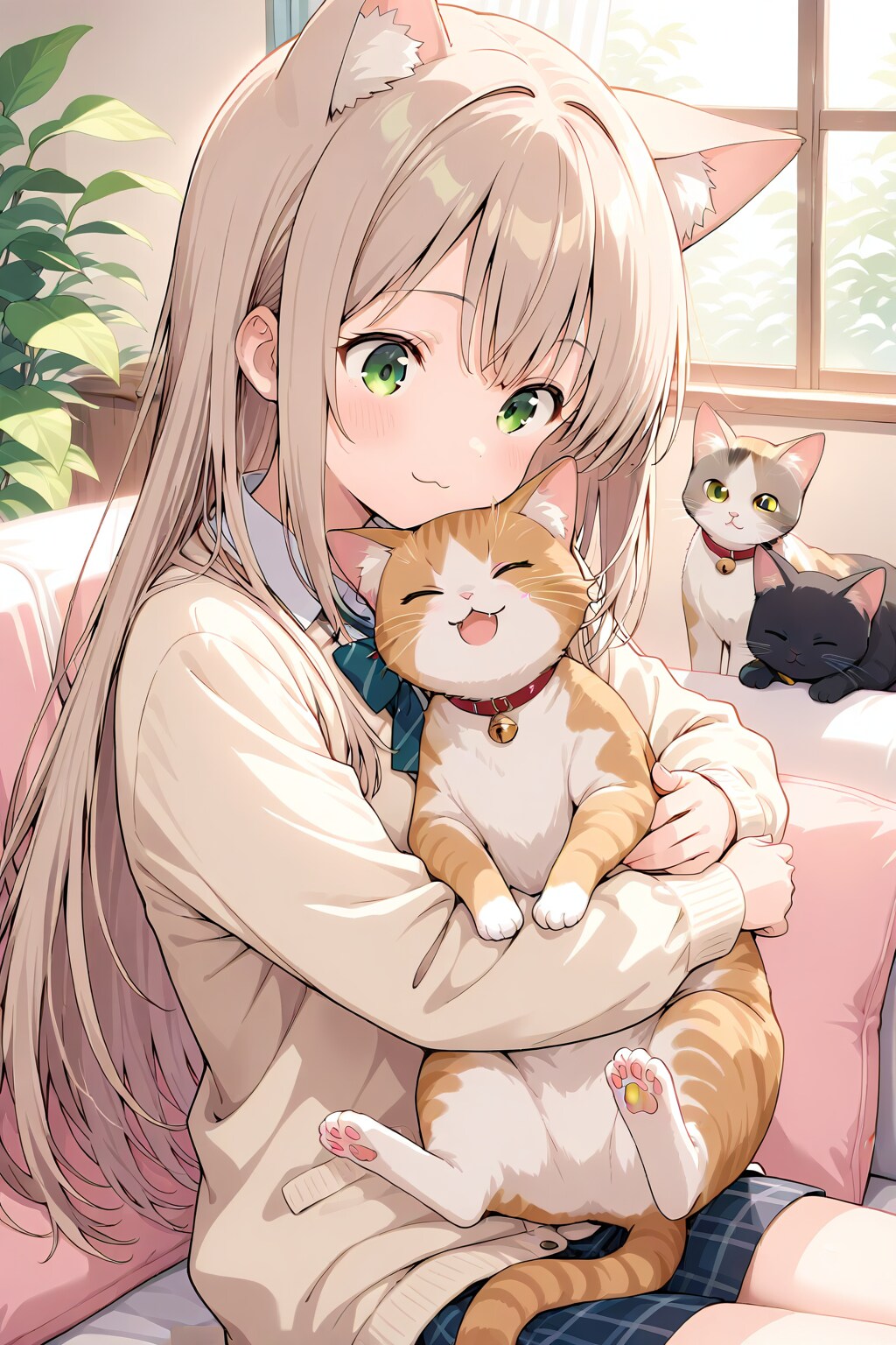 猫耳美少女と猫 | の人気AIイラスト・グラビア