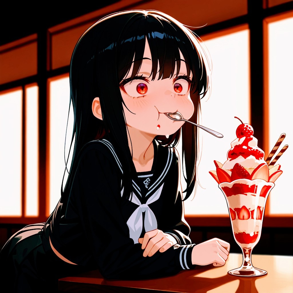 MOKA パフェを嗜むししょちゃん | の人気AIイラスト・グラビア