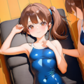 エステを受けるスク水サイドポニー女子 5枚目
