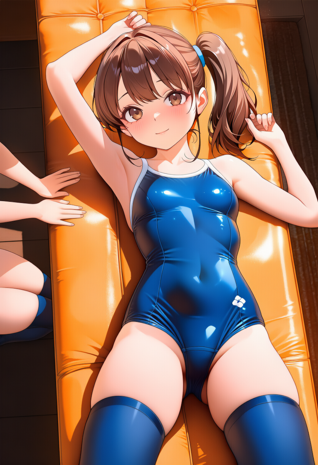 エステを受けるスク水サイドポニー女子