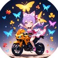 バイクに乗る紫髪ちゃん 2枚目