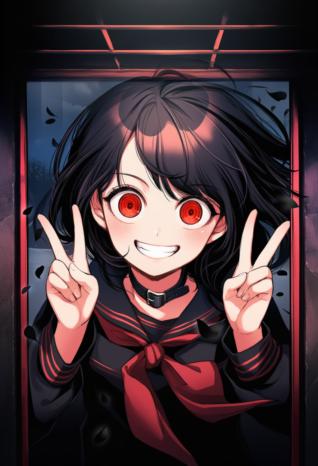 ストーカーさん、ピースする