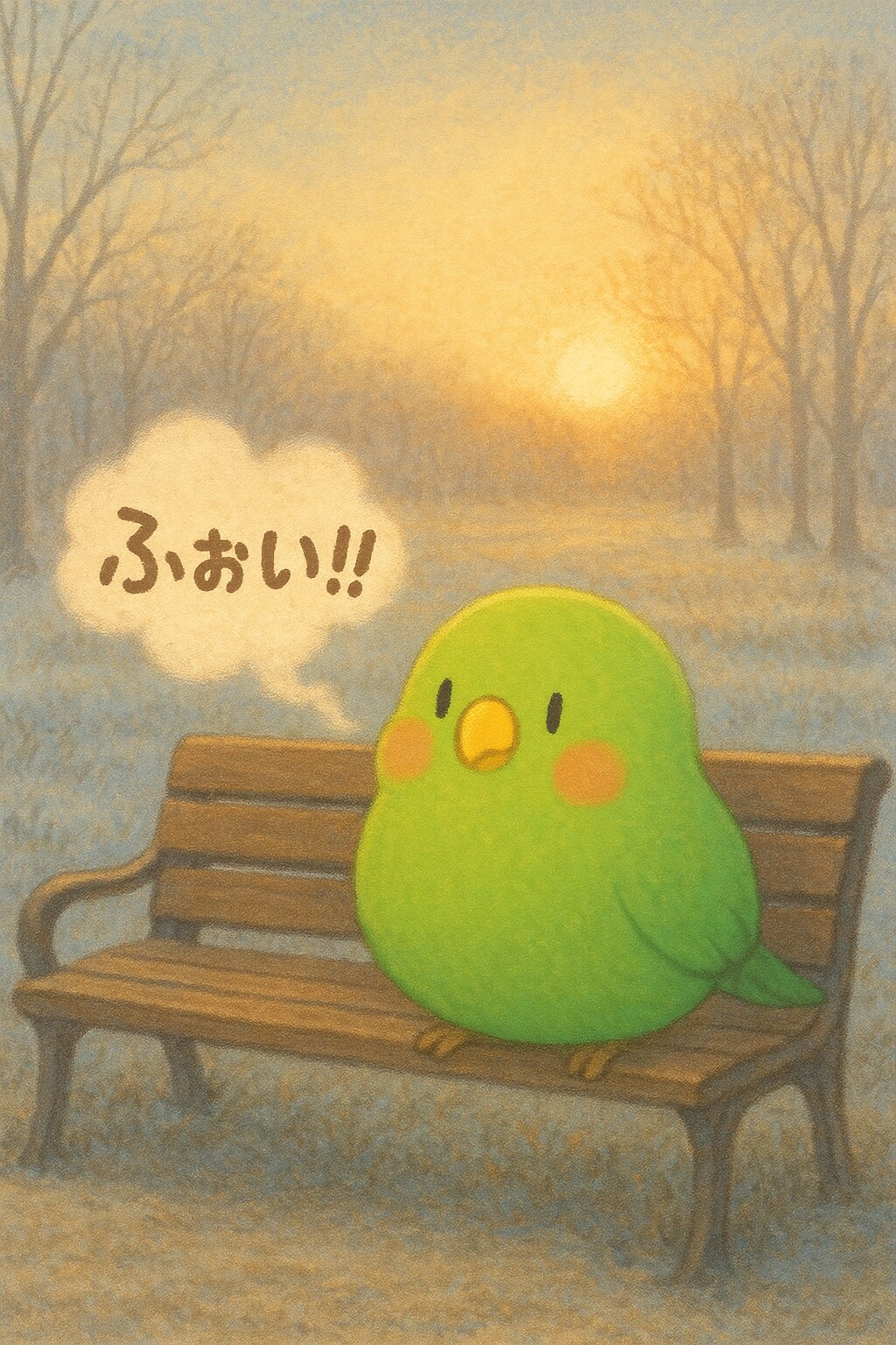 冬の朝とインコ