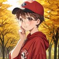 紅葉の中の眼鏡っ娘 4枚目