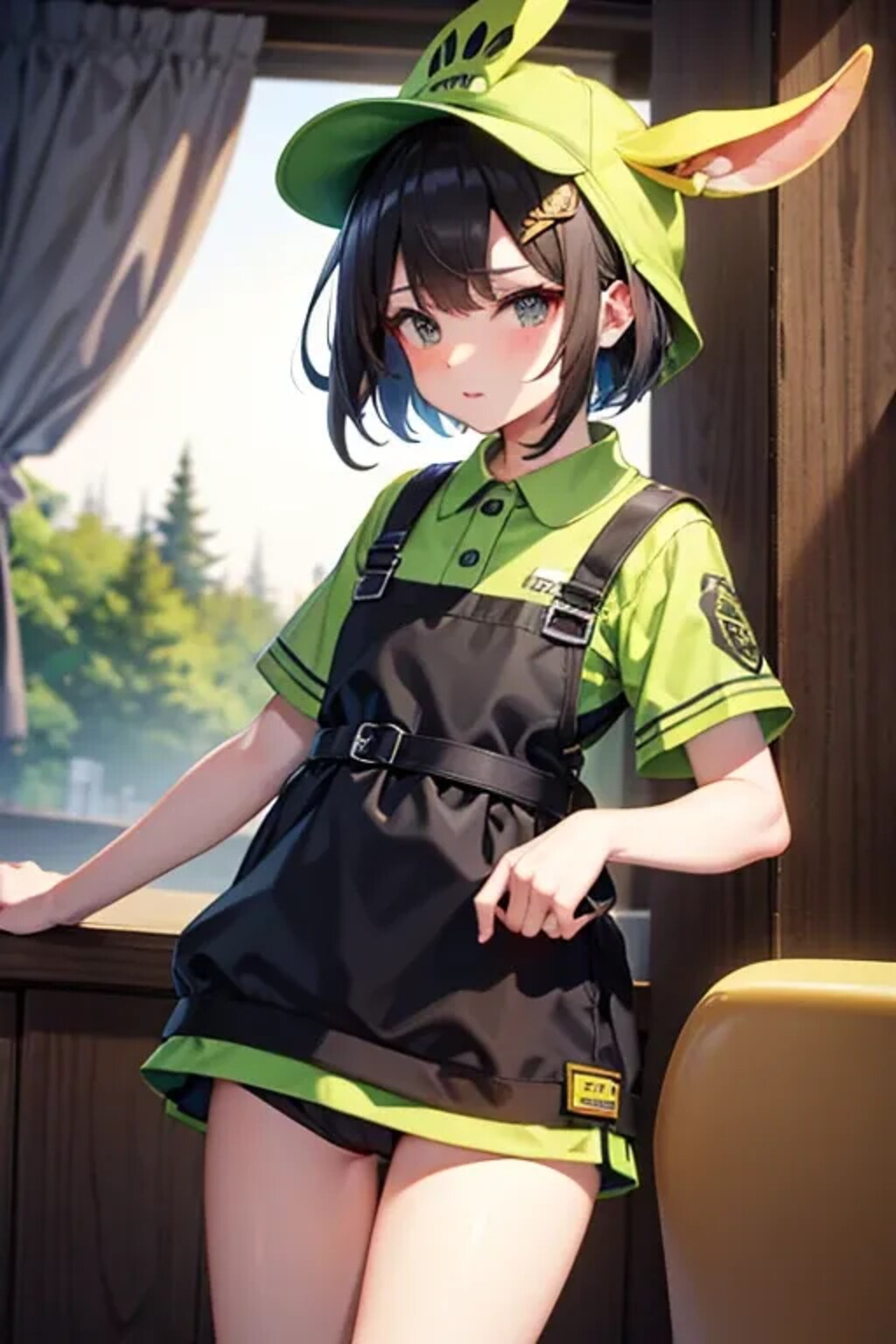耳帽子をかぶる女の子