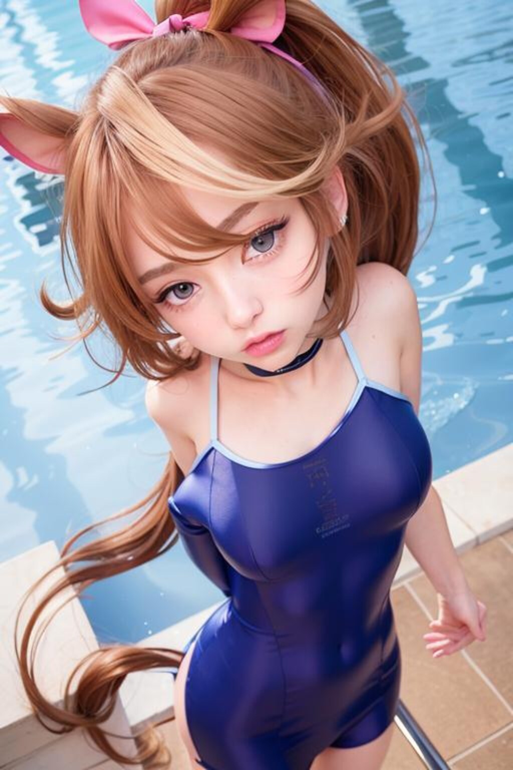 無理やりスク水を着させられ不機嫌なトウカイテイオーちゃん